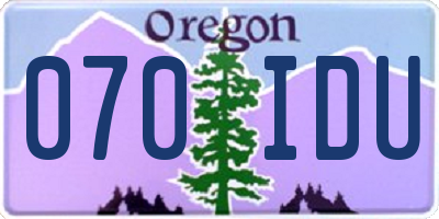 OR license plate 070IDU