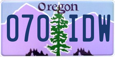OR license plate 070IDW