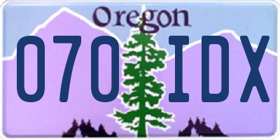 OR license plate 070IDX