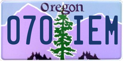OR license plate 070IEM