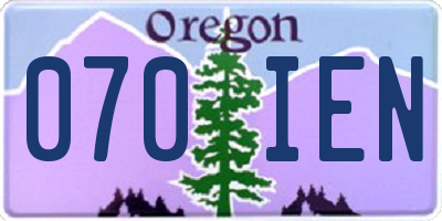 OR license plate 070IEN