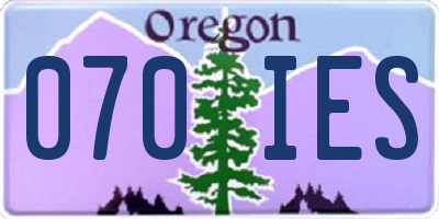 OR license plate 070IES