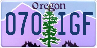 OR license plate 070IGF