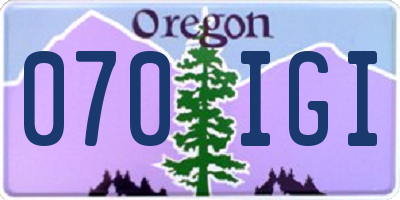 OR license plate 070IGI