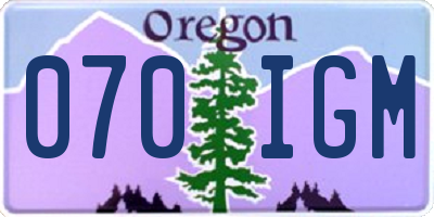 OR license plate 070IGM