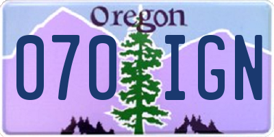 OR license plate 070IGN