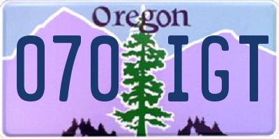 OR license plate 070IGT