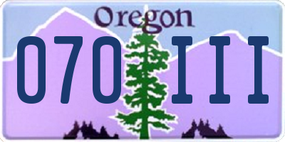 OR license plate 070III
