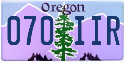 OR license plate 070IIR