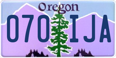 OR license plate 070IJA