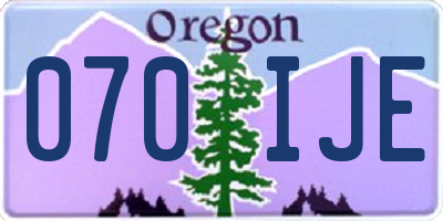 OR license plate 070IJE
