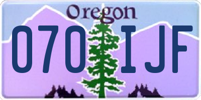 OR license plate 070IJF