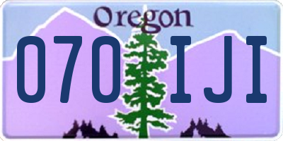 OR license plate 070IJI
