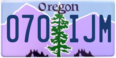 OR license plate 070IJM