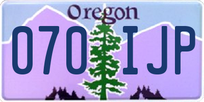 OR license plate 070IJP