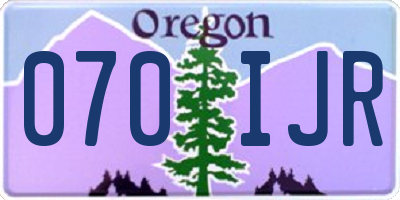 OR license plate 070IJR