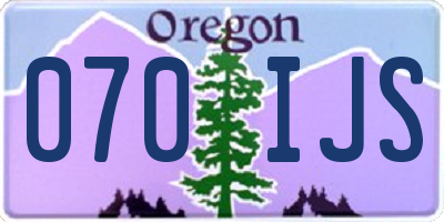 OR license plate 070IJS