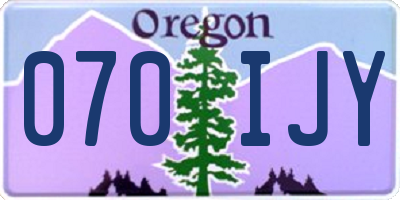 OR license plate 070IJY