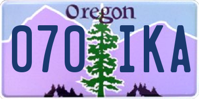 OR license plate 070IKA