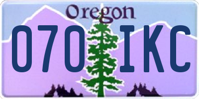 OR license plate 070IKC