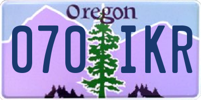 OR license plate 070IKR