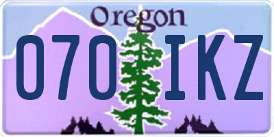 OR license plate 070IKZ