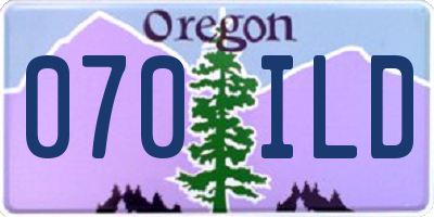 OR license plate 070ILD