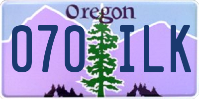 OR license plate 070ILK