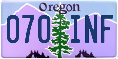 OR license plate 070INF
