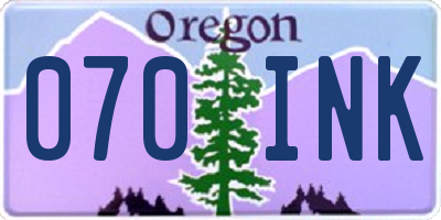 OR license plate 070INK