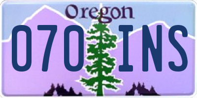 OR license plate 070INS