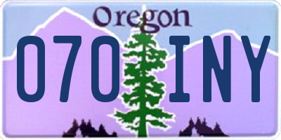 OR license plate 070INY