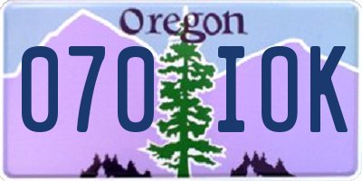 OR license plate 070IOK