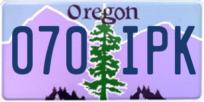OR license plate 070IPK