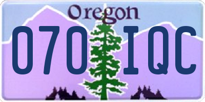 OR license plate 070IQC