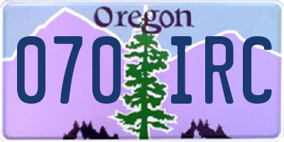 OR license plate 070IRC