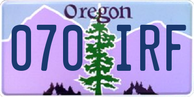OR license plate 070IRF