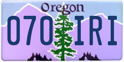 OR license plate 070IRI
