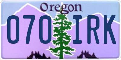OR license plate 070IRK