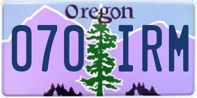 OR license plate 070IRM