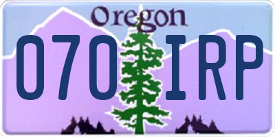 OR license plate 070IRP