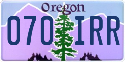 OR license plate 070IRR