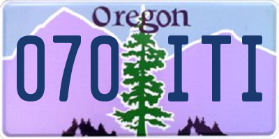 OR license plate 070ITI