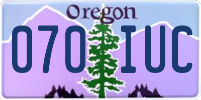 OR license plate 070IUC