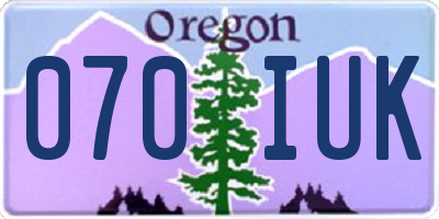 OR license plate 070IUK