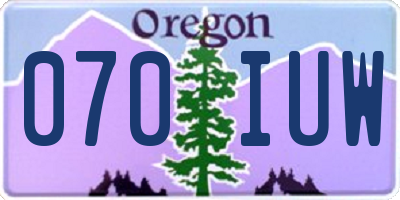 OR license plate 070IUW