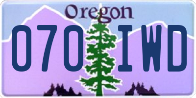 OR license plate 070IWD