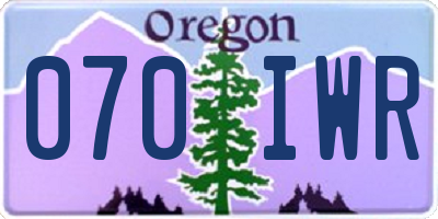 OR license plate 070IWR