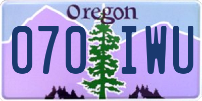 OR license plate 070IWU