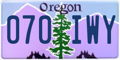 OR license plate 070IWY